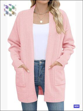 Long Sleeve Open Front Cardigan Sweater Lightweight Knit Casual Jacket with